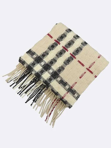 Checked beige color wool muffler - BURBERRY - BALAAN 1