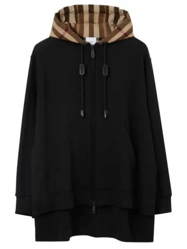 Check Cotton Hooded Jacket Black - BURBERRY - BALAAN 2