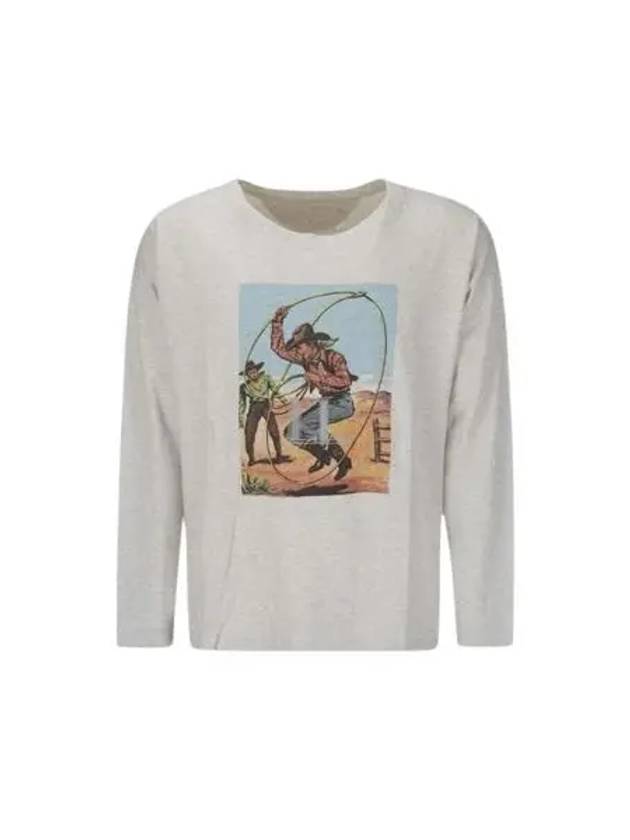 Cowboy Graphic Print Cotton Long Sleeve T-Shirt Oat Meal - MAISON MARGIELA - BALAAN 2