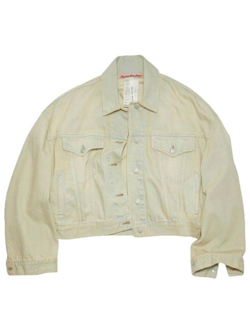 Studios Morris Cropped Denim Jacket Pale Yellow Pale Blue - ACNE STUDIOS - BALAAN 1