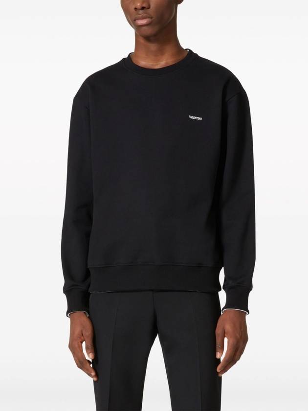 Print Cotton Crewneck Sweatshirt Black - VALENTINO - BALAAN 4