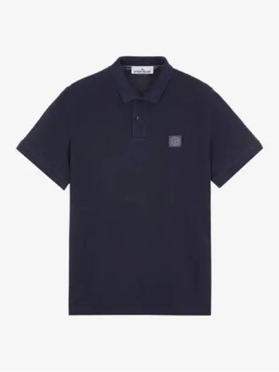 Men's Logo Patch Short Sleeve Polo Shirt Navy - STONE ISLAND - BALAAN 2