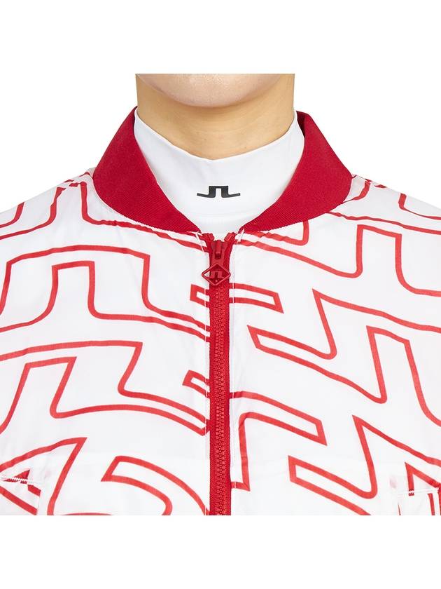 Women's Audrey Monogram Print Golf Crop Bomber Jacket Red - J.LINDEBERG - BALAAN 8