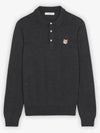 Fox Head Patch Polo Knit Top Anthracite Melange - MAISON KITSUNE - BALAAN 3