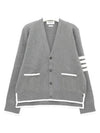 V-Neck Diagonal Armband Cardigan Grey - THOM BROWNE - BALAAN 2