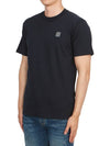 Organic Cotton Short Sleeve T-Shirt Navy - STONE ISLAND - BALAAN 3