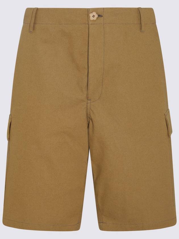 Men's Paris Label Pocket Cargo Cotton Shorts Beige - KENZO - BALAAN 2