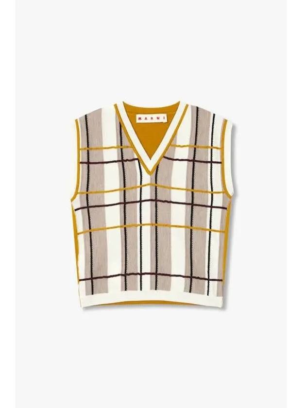 Check front wool vest mustard - MARNI - BALAAN 1