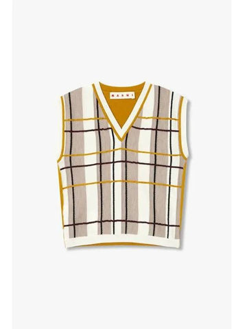 Check front wool vest mustard - MARNI - BALAAN 1