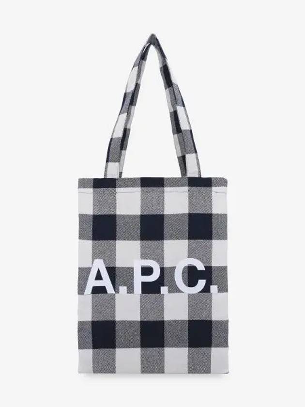 Lou Logo Check Vertical Tote Bag White Navy - A.P.C. - BALAAN 2