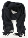 Logo Patch Fringe Wool Muffler Black - AMI - BALAAN 3