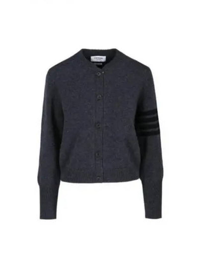 Striped Detail Wool Cardigan Dark Grey - THOM BROWNE - BALAAN 2