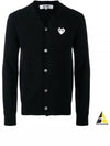 White Heart Waffen V-neck Knit Cardigan Black - COMME DES GARCONS - BALAAN 2