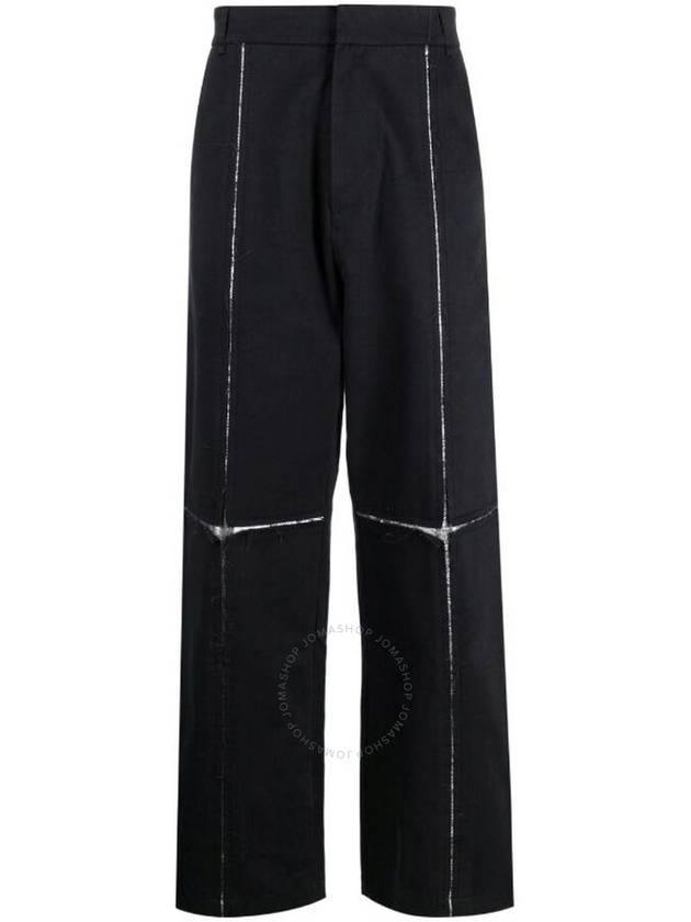 Bluemarble Men's Black Metallic-Detail Wide-Leg Trousers, Size Small - BLUEMARBLE - BALAAN 1