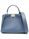 Peekaboo Small Leather Tote Bag Blue - FENDI - BALAAN 2