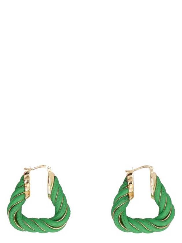 Twisted Triangle Hoop Earrings Green - BOTTEGA VENETA - BALAAN 1