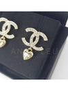 CC Logo Heart Drop Cubic Earrings Gold - CHANEL - BALAAN 4