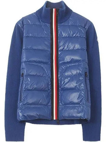 9416600 9699Z 731 Three stripe padding mix knit zip up blue men s jacket TR 270689 - MONCLER - BALAAN 1