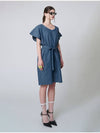 Cozy Belted Short Dress Indigo Blue - ATHPLATFORM - BALAAN 3