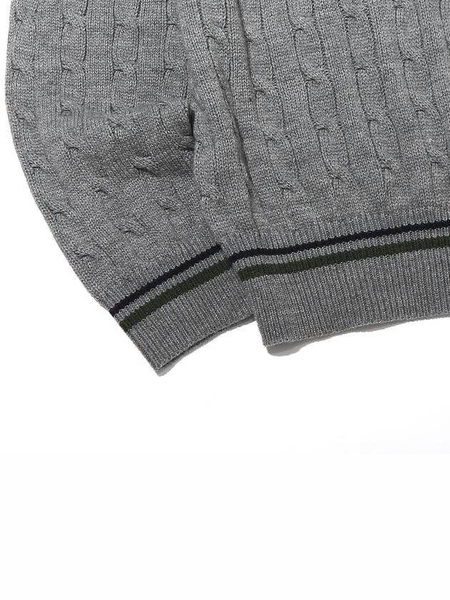 wool collar cable knit top gray - OGARP - BALAAN 5