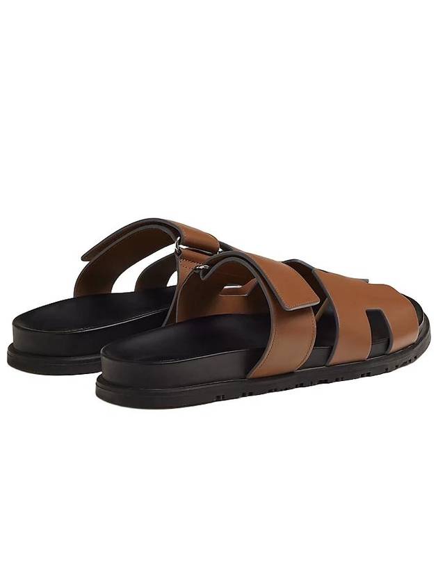 Chypre H Logo Calfskin Sandals Brown - HERMES - BALAAN 3