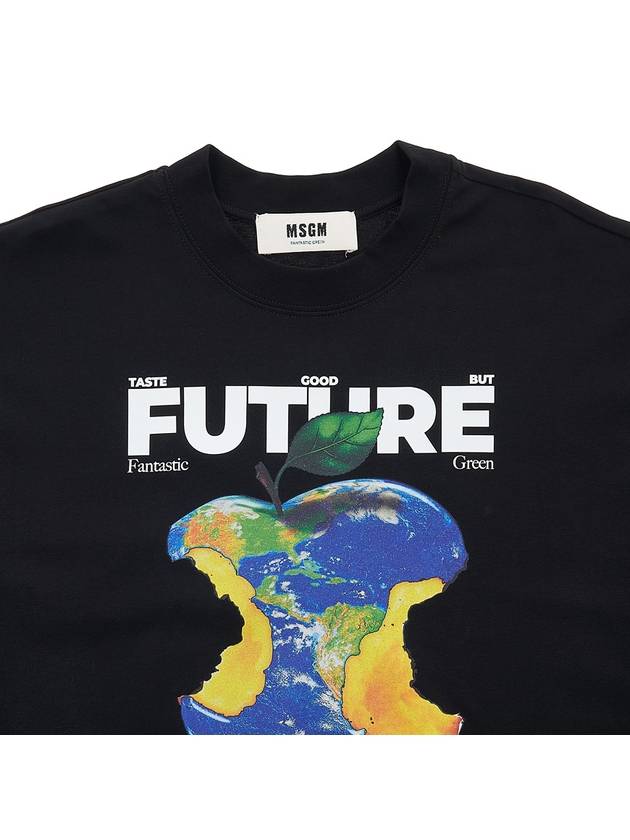 Men's Earth Apple Motif Cotton Short Sleeve T-Shirt Black - MSGM - BALAAN 4