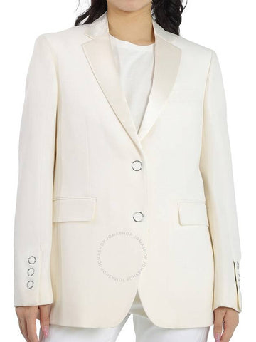 Open Box - Burberry Ladies Natural White Caratown Single-Breasted Blazer, Brand Size 2 (US Size 0) - BURBERRY - BALAAN 1