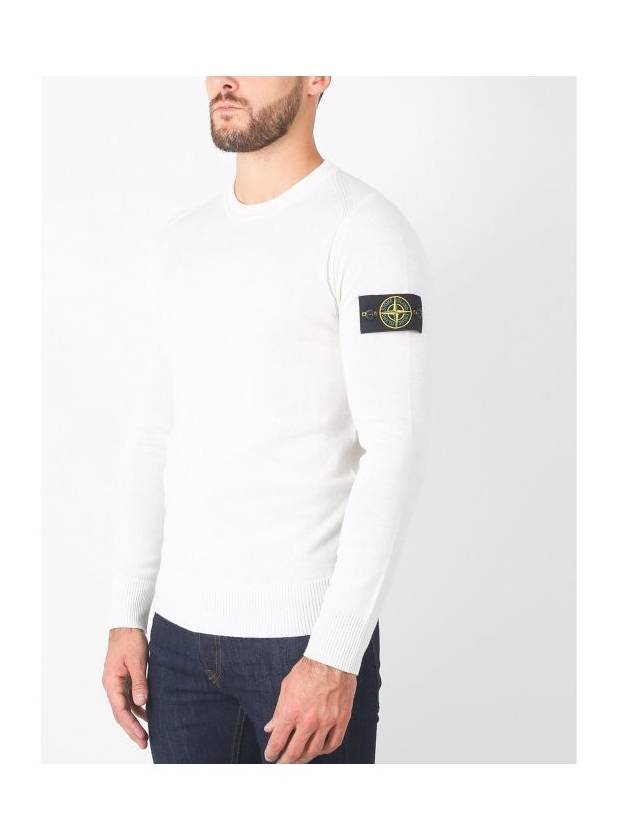 Logo Patch Crewneck Knit Top White - STONE ISLAND - BALAAN 4