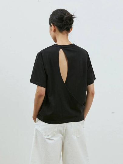 Back Slit Wrap Loose Short Sleeve T-Shirt Black - RYUL+WAI: - BALAAN 2