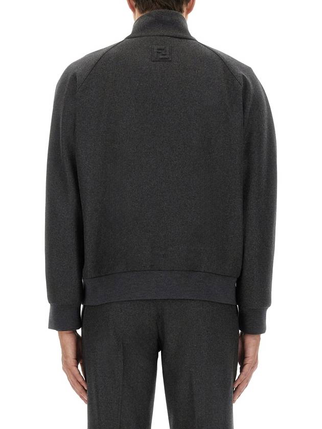 High Neck Cashmere Bomber Jacket Grey - FENDI - BALAAN 4