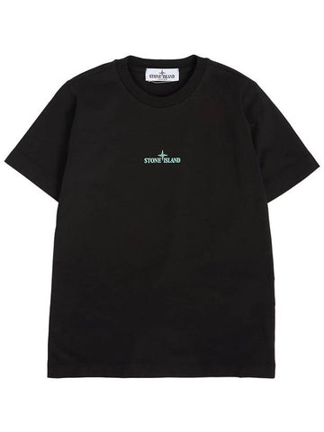 Kids Drop Shot One Print Short Sleeve T-Shirt Black - STONE ISLAND - BALAAN 1