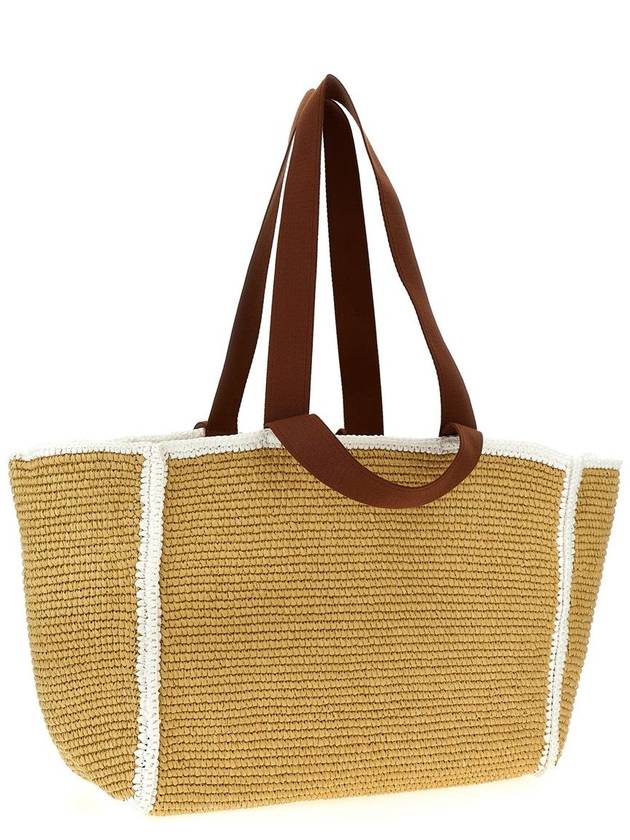 Medium Raffia Shopper Tote Bag Beige - MARNI - BALAAN 3