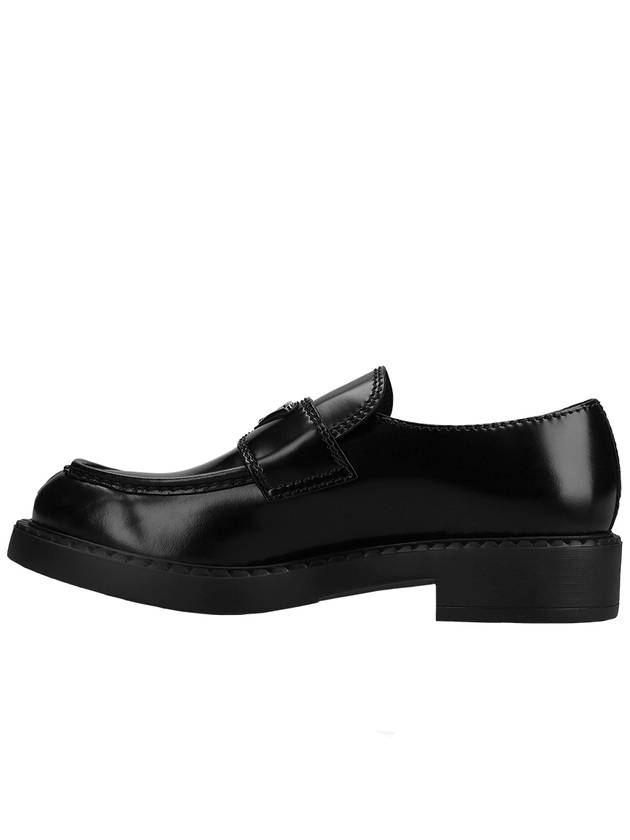 Chocolate Brushed Leather Loafers Black - PRADA - BALAAN 4