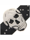 Skull Buckle Studded Leather Belt Black - ALEXANDER MCQUEEN - BALAAN.