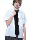 Men s SSHS WH Seersucker String Half Shirt White - CHANCE'S NOI - BALAAN 7