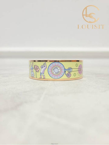 Used luxury goods Lewis It Rose gold enamel printing bangle bracelet - HERMES - BALAAN 1