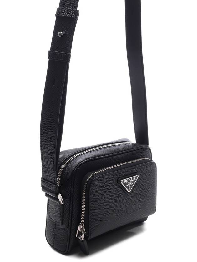 Saffiano Triangle Logo Black Cross Bag Black - PRADA - BALAAN 4