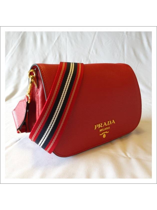 Vitello Dino Leather Flap Cross Bag Red - PRADA - BALAAN.