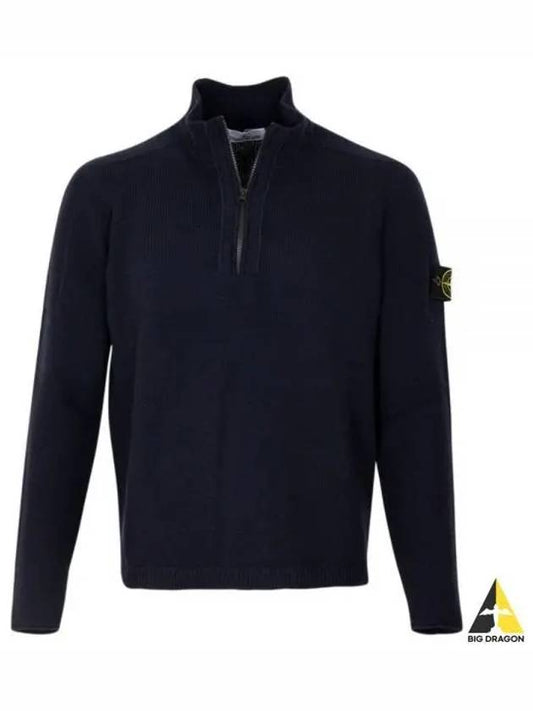 Wappen Patch Lambswool Half-Zip Knit Top Navy - STONE ISLAND - BALAAN 2