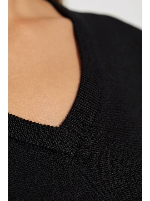 Fabera Fine Wool V Neck Knit Top Black - MAX MARA - BALAAN 6