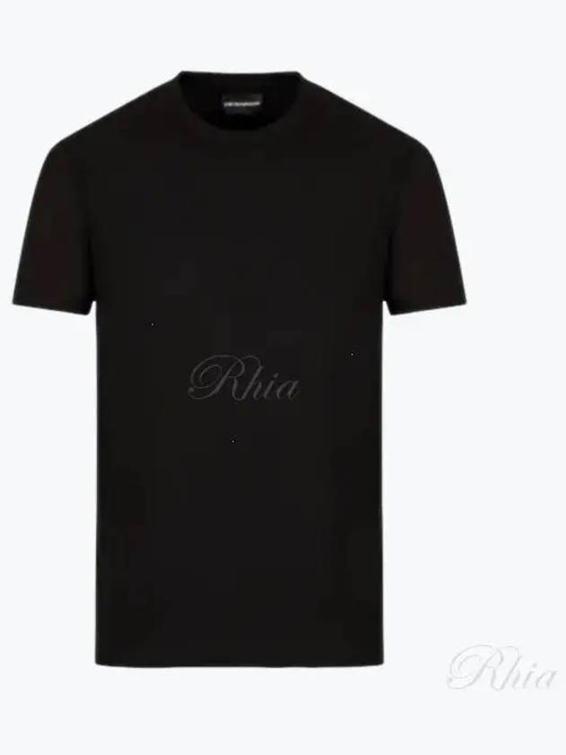 Logo Jacquard Cotton Short Sleeve T-Shirt Black - EMPORIO ARMANI - BALAAN 2