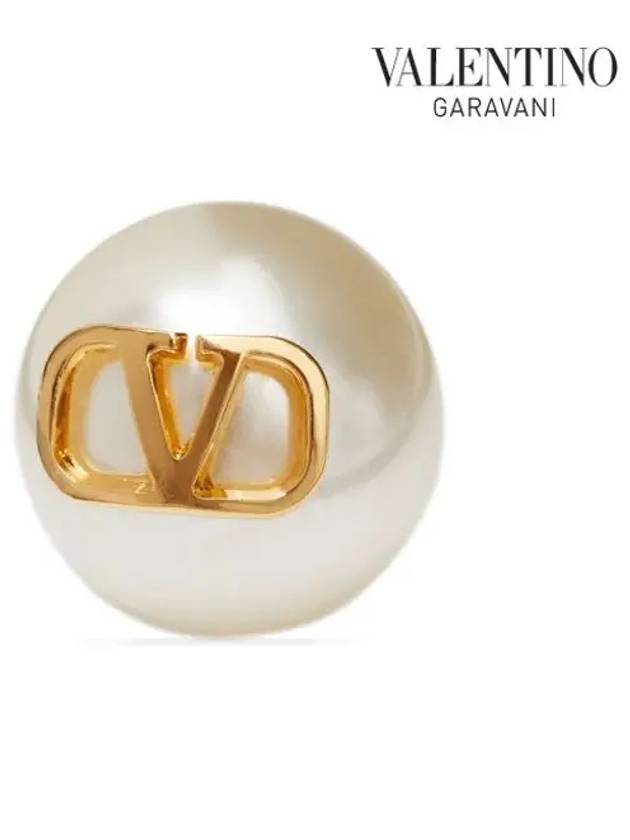 V Logo Signature Pearl Earrings Gold - VALENTINO - BALAAN 6