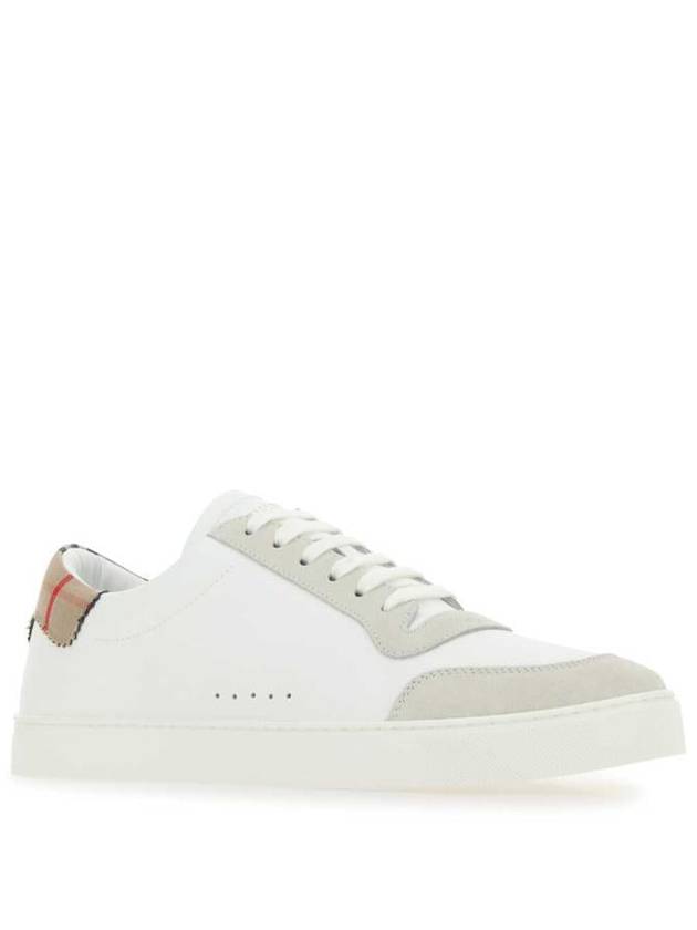 Leather Suede Check Cotton Low Top Sneakers White - BURBERRY - BALAAN 3