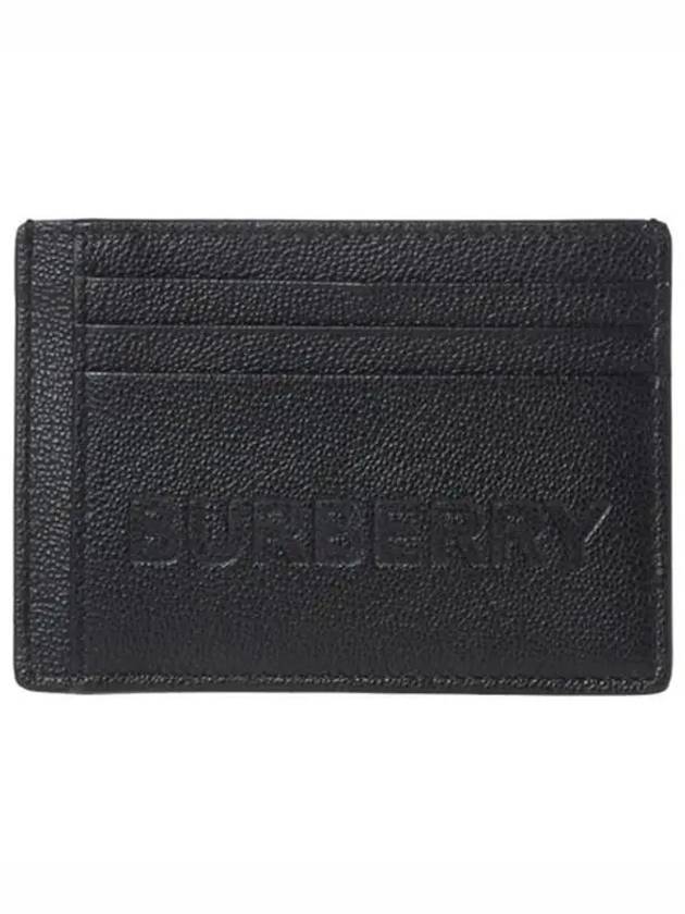 Chase Engraved Logo Money Clip Leather Card Wallet Black - BURBERRY - BALAAN 1