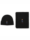 Embroidery Bear Wool Beanie Muffler Set Black - POLO RALPH LAUREN - BALAAN 2