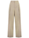 Cotton Silk Wide Leg Slacks Beige - BOTTEGA VENETA - BALAAN 2