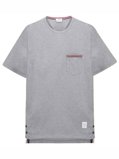 RWB pocket trimmed medium weight jersey cotton short sleeve tee - THOM BROWNE - BALAAN 1