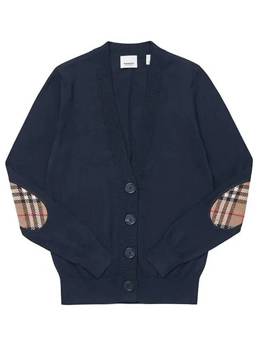 Check Patch Wool Cardigans Navy - BURBERRY - BALAAN 2