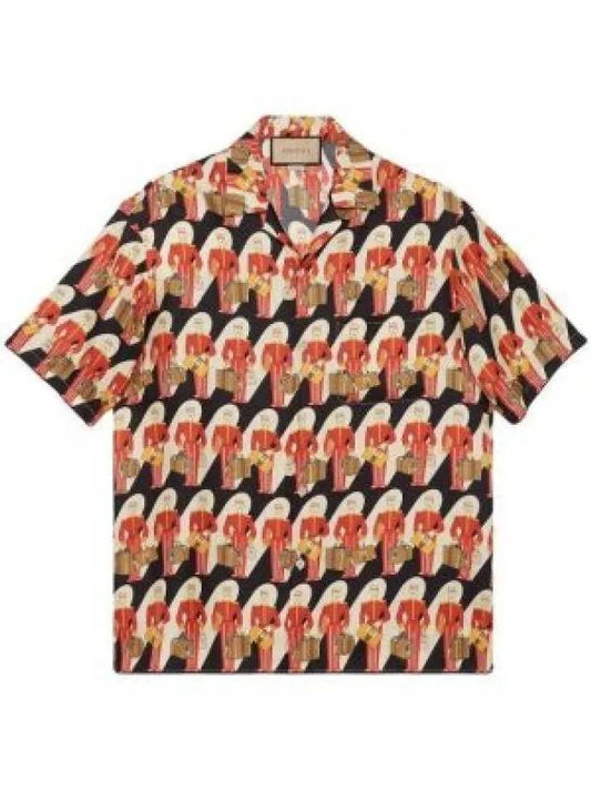 Porter Print Silk Short Sleeve Shirt - GUCCI - BALAAN 2