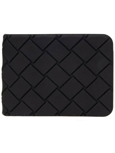 Intrecciato Rubber Half Wallet Black - BOTTEGA VENETA - BALAAN 1